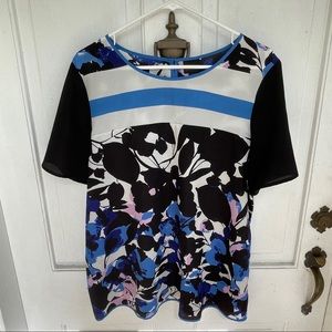 Worthington floral, color block blouse